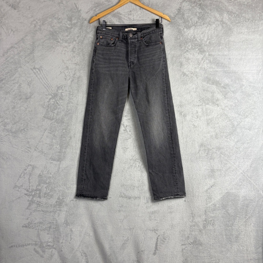 Levi's Wedgie Straight Jeans Womens 26 High Rise Washed Black Gray 34964-0216